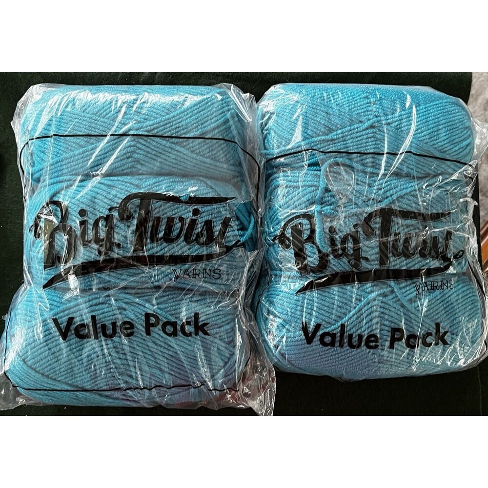 6 Skeins BIG TWIST 100% Acrylic Value Pack Yarn Turquoise/Teal 3.5 oz ea Turkey